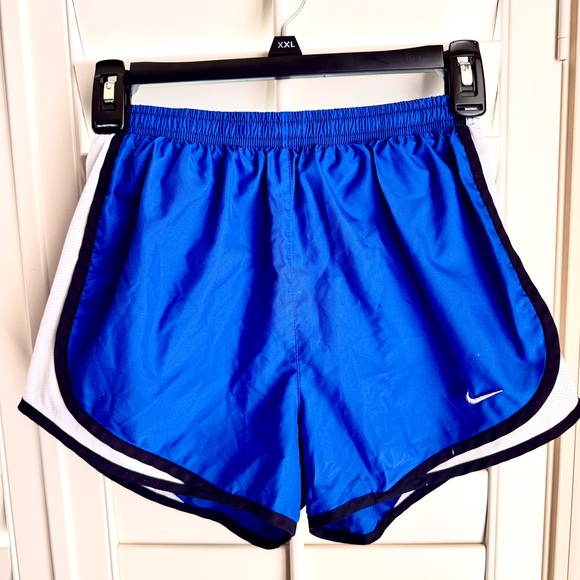 Nike Dri-FIT Tempo Running Shorts Blue White Black Trim Women’s Small - Picture 1 of 7
